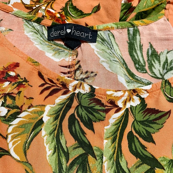 Derek heart romper short tropical floral beach resort wear orange women’s M - Picture 5 of 5